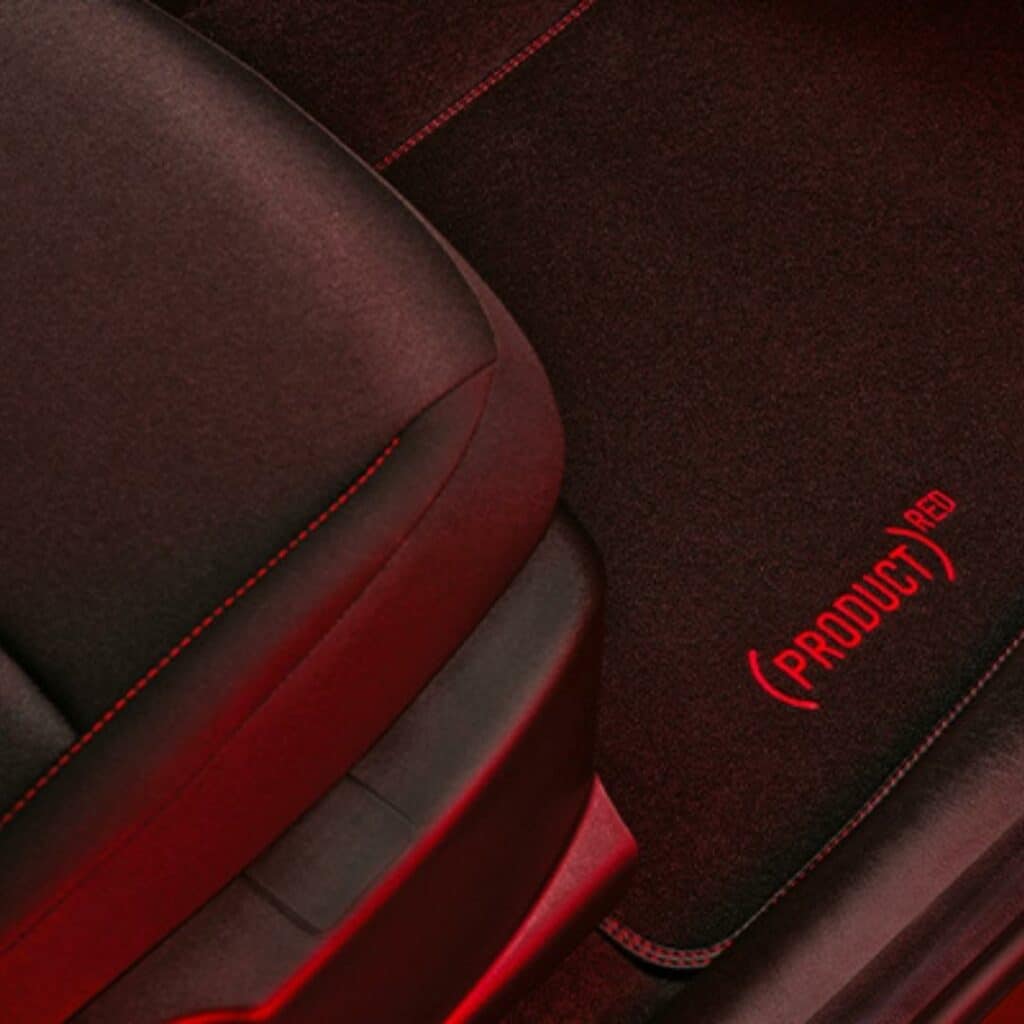 Red stitching on Mopar floor mats in the Fiat Tipo RED