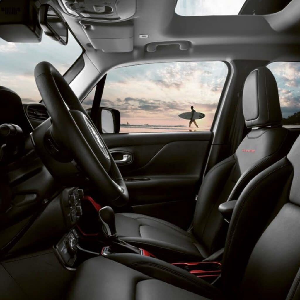 Leather seats in the Jeep Renegade 4XE Trailhawk.