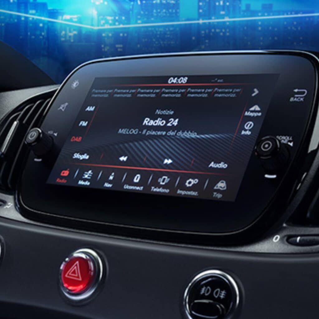 Uconnect™ Radio 7" Touchscreen DAB with NAV 6 Speakers, Bluetooth® with Audio Streaming and USB in the Abarth 695